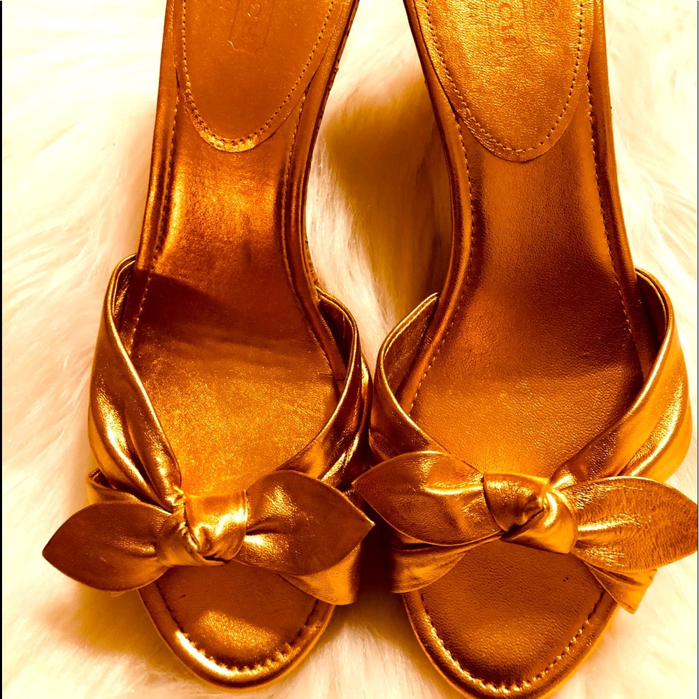 Women Coach Karen Metallic Cork Mules